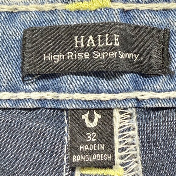 NEW WITH DEFECT True Religion Women Halle Big T Stretch Blue Denim Jean Size 32 - Picture 6 of 12